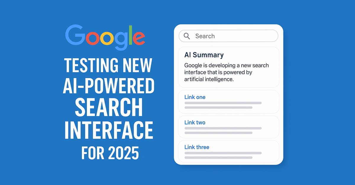 “Google AI-powered search interface update showing new smart cards and 2025 design improvements.”