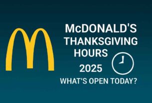 McDonald’s Thanksgiving Hours 2025 banner showing holiday opening details