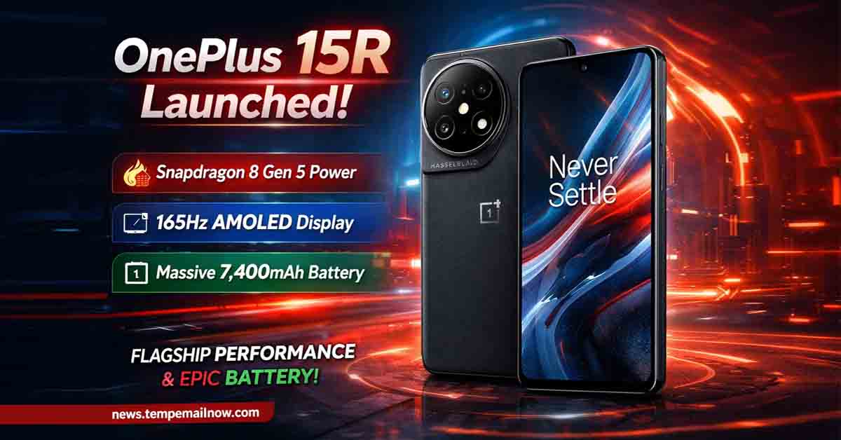 OnePlus 15R launched with Snapdragon 8 Gen 5 processor, 165Hz AMOLED display and 7400mAh battery
