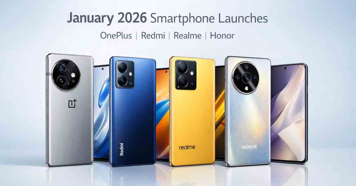 January 2026 smartphone launches featuring OnePlus, Redmi, Realme and Honor phones