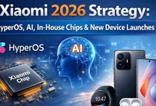Xiaomi 2026 strategy highlighting HyperOS, AI integration, in-house chips, and upcoming device launches